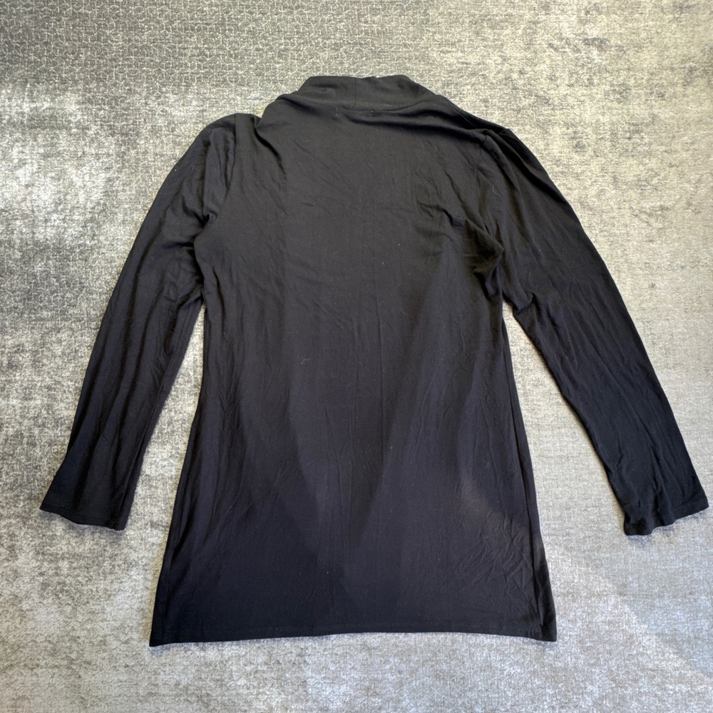 Joie De Vivre Draped Cardigan Sweater Womens XL‎ Black Jersey Knit Open Front